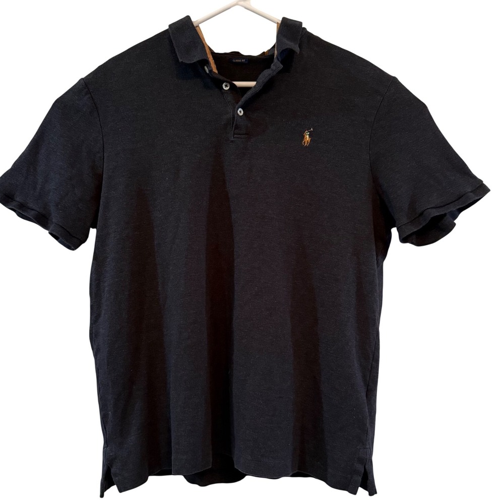 Polo Ralph Lauren Boys XL Dark Gray Classic Fit Short Sleeve Polo Shirt Cotton